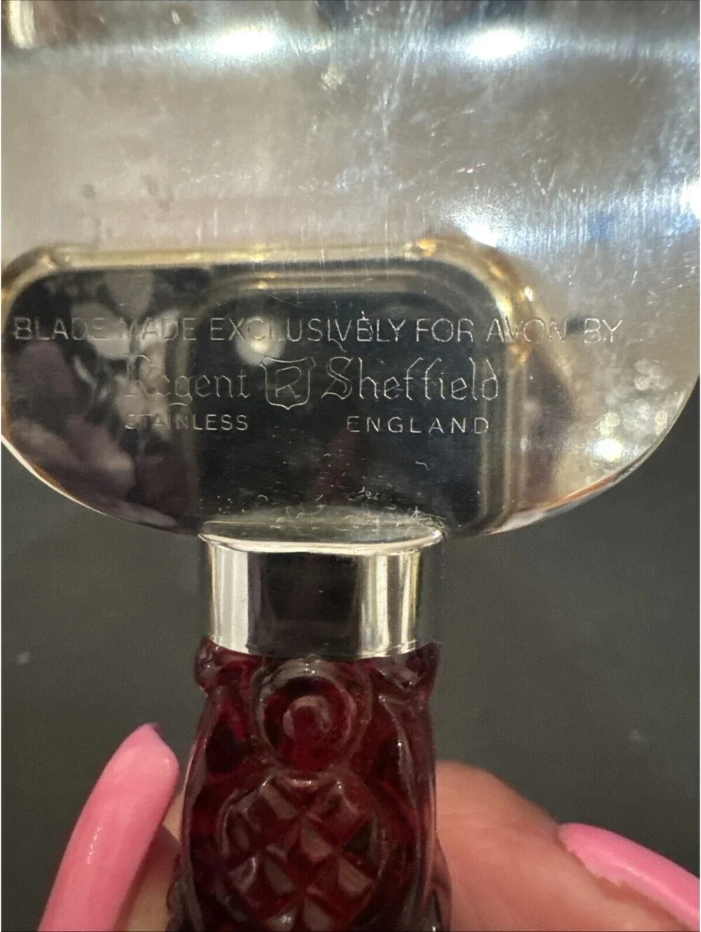 Vintage Avon 1876 Cape Cod Ruby Red Pie Cake Server Regent Sheffield Stainless